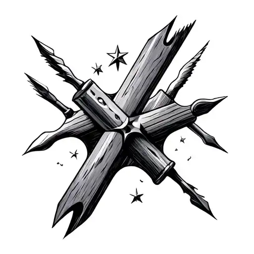 Carpentry chisels and stars themed chest tattoo design tattoo design idea
