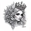 qos and bbc only queen tattoo design idea