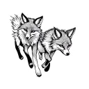 tow foxes chasing   tattoo design idea