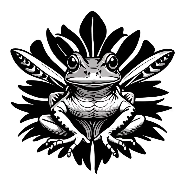 Taino Coqui Frog Sitting on Puerto Rican Flor de Maga tattoo design idea