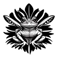 Taino Coqui Frog Sitting on Puerto Rican Flor de Maga tattoo design idea
