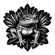 Taino Coqui Frog Sitting on Puerto Rican Flor de Maga tattoo design idea