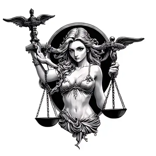 Nsfw lady justice tattoo design idea