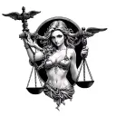 Nsfw lady justice tattoo design idea