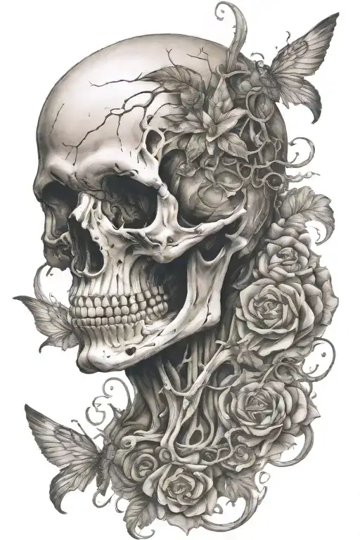 dead half alive tattoo design idea