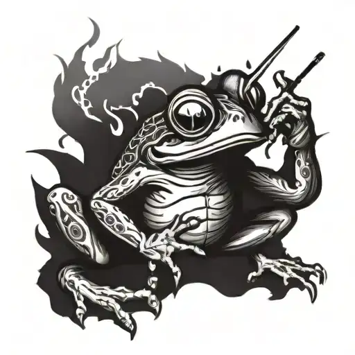 ninja frog smoking tattoo design idea
