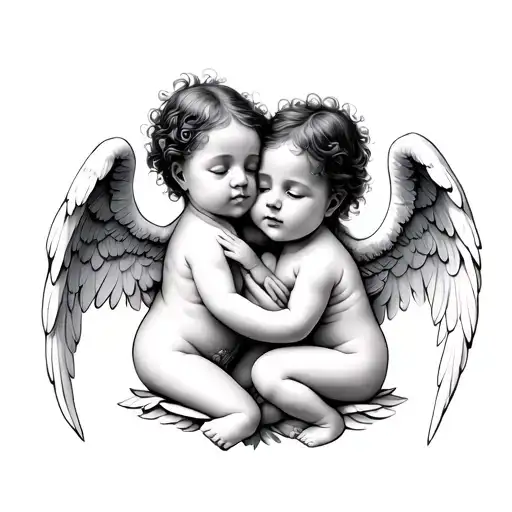 3 Baby Angels tattoo design idea