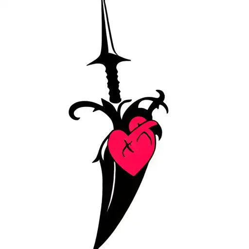 a heart pierced with a dagger, tattoo design idea