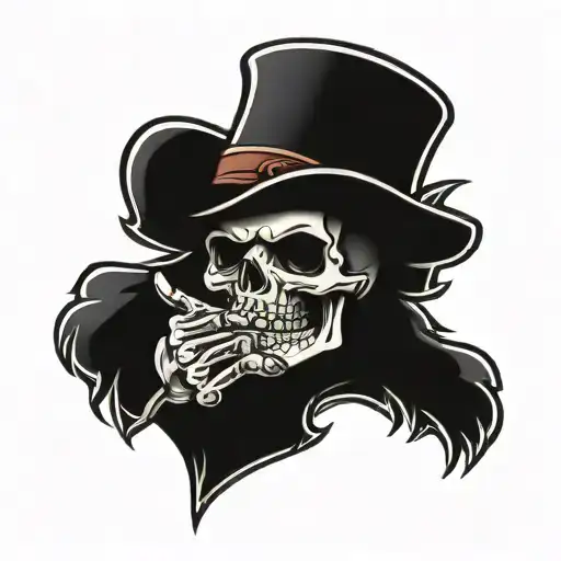 skull holding up a middle finger tattoo design idea