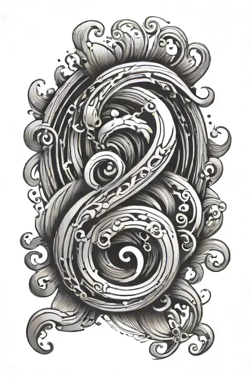 Do the Numbers eighteen with some simple waves inside the number shapes tattoo design idea