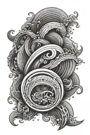 Do the Numbers eighteen with some simple waves inside the number shapes tattoo design idea