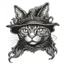 cat + halloween + witch tattoo design idea