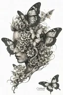 butterfly person fusion tattoo design idea