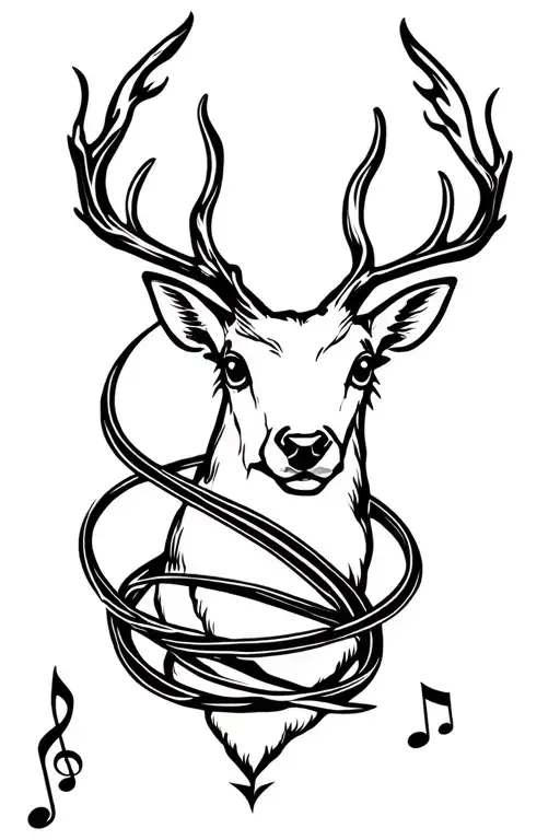 Harry Potter Snapes doe patrons with a music stanza wrapping around it tattoo design idea