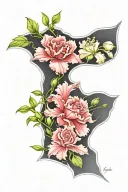 2 carnations, 4 iris, 1 lily of the valley, 1 morning glory, 1 cosmos, 1 poppy, 1 peony  tattoo design idea