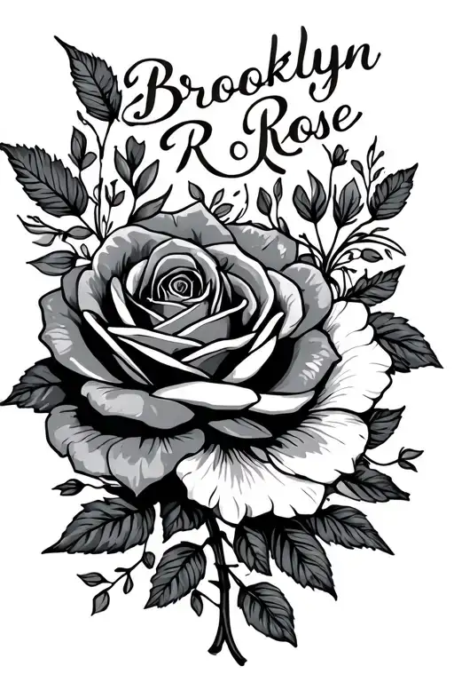 "Brooklyn Rose" Wild, feminine, floral tattoo design idea