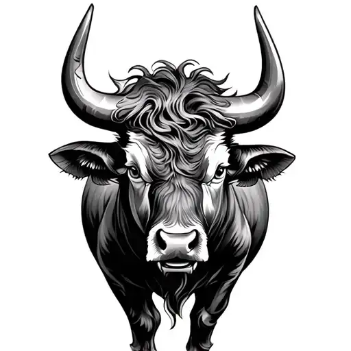 Japanese style bull tattoo design idea