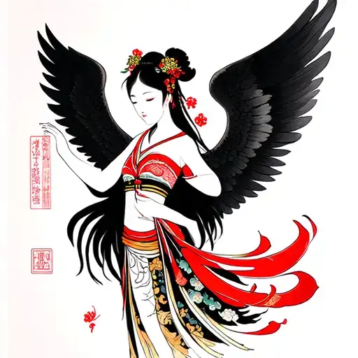 Japanese Angel tattoo design idea