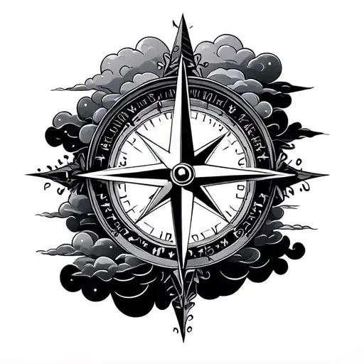 Compass(right shoulder Stars right bicep/shoulder Clouds (whole right arm) tattoo design idea