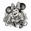 Minnie mouse with name written tattoo design idea