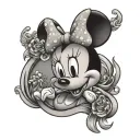 Minnie mouse with name written tattoo design idea