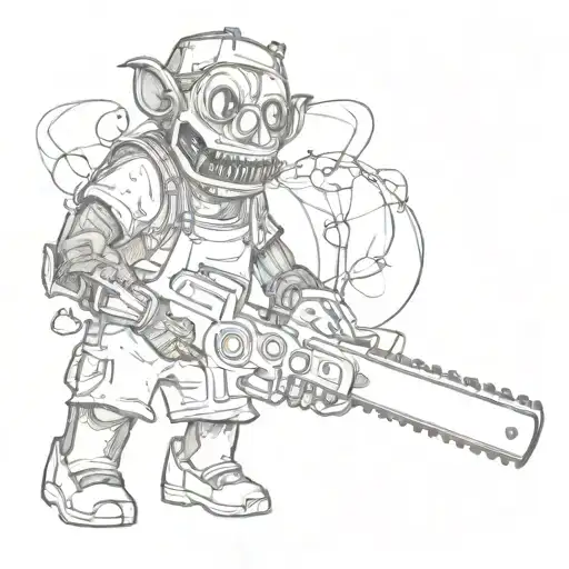 Puppet with a chainsaw tattoo design idea