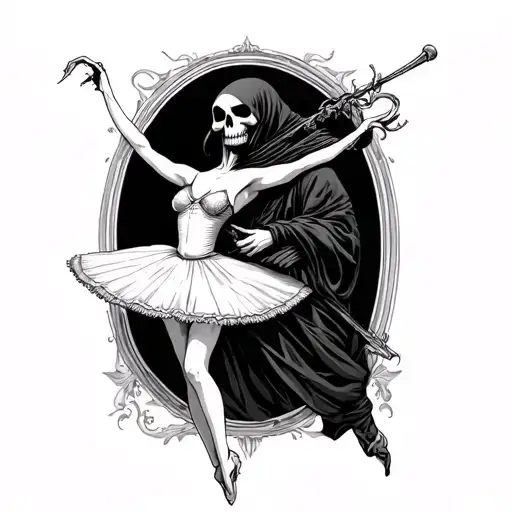 Grim Reaper and a ballerina tattoo design idea
