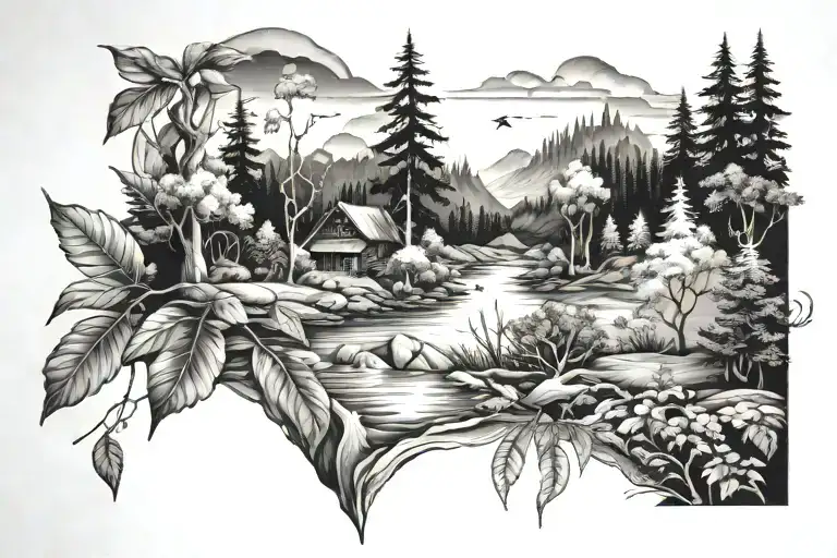 Outdoor Nature Scene tattoo design idea