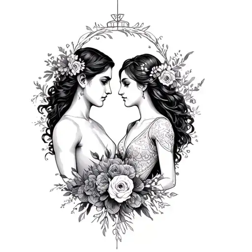 virgo, gemini sign, married couple tattoo design idea