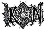 korn band logo spiderweb patterns surrounding tattoo design idea