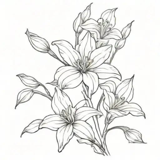 gladioli, chrysanthemum tangled together tattoo design idea