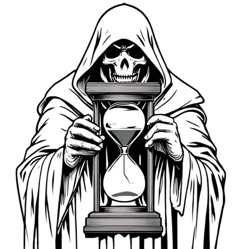 grim reaper holding hourglass tattoo design idea