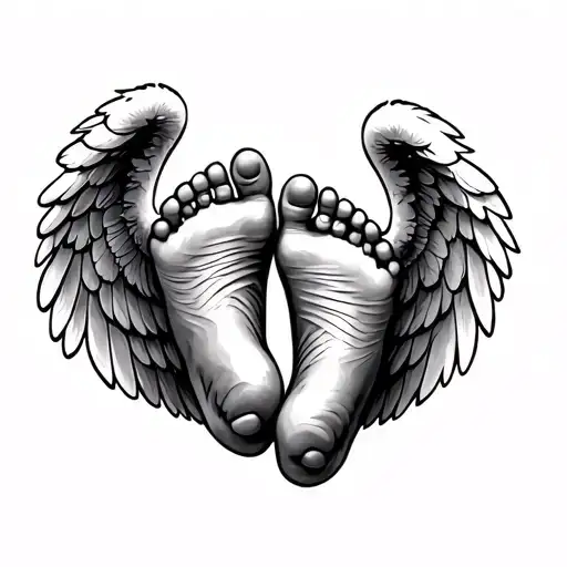 Baby Feet With Angel Wings tattoo design idea