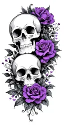 wedding, black, dark purple, skulls, love tattoo design idea