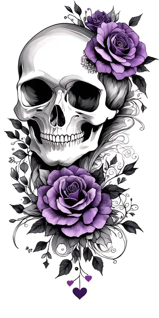 wedding, black, dark purple, skulls, love tattoo design idea