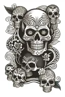 vw tribal skulls day of the dead Hawaii San diego tattoo design idea