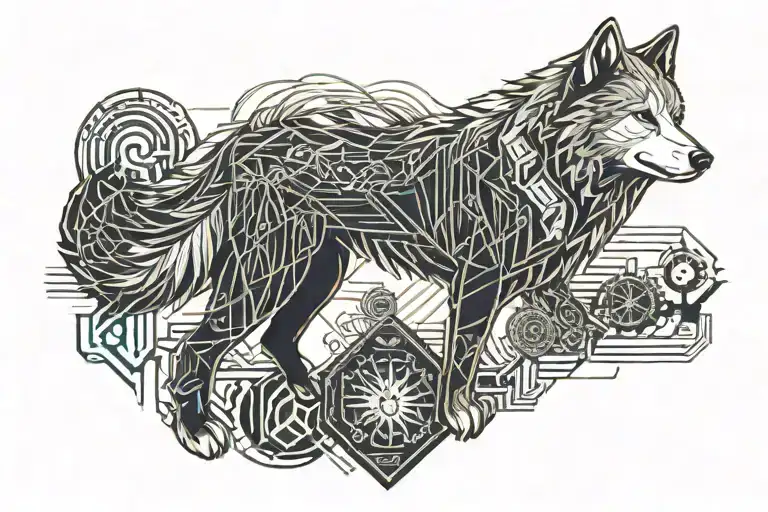 samoyed and chilli  tattoo design idea