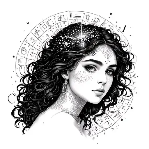 Name Jimlyn with cassiopeia with  virgo zodiac sign tattoo design idea
