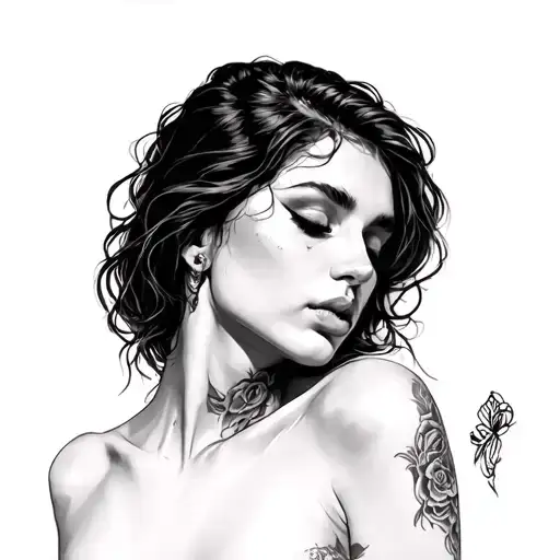 naked woman tattoo design idea