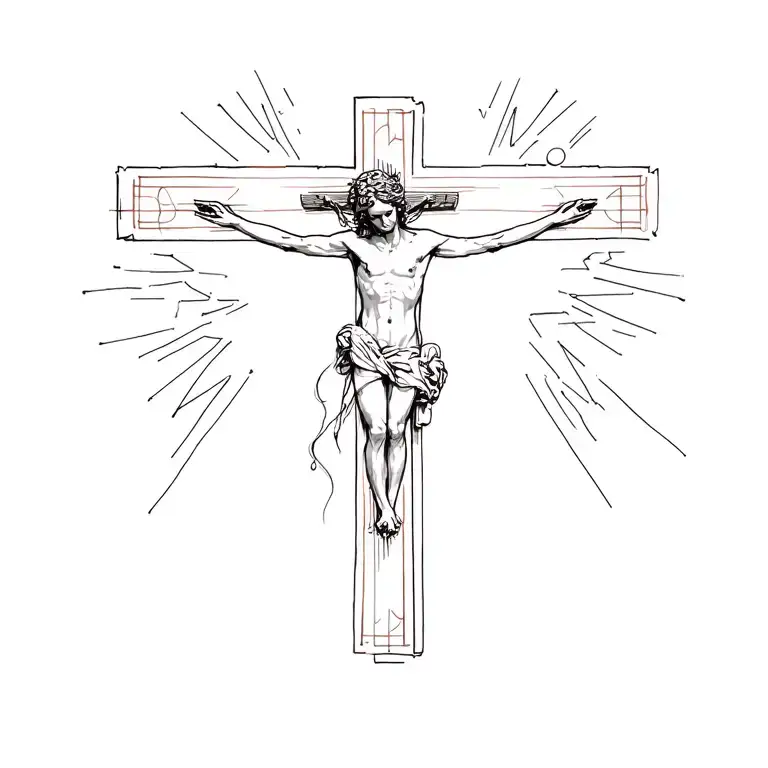 Flatline going to crucifix then going to heartbeat tattoo design idea