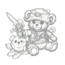 teddy bear pirate tattoo design idea