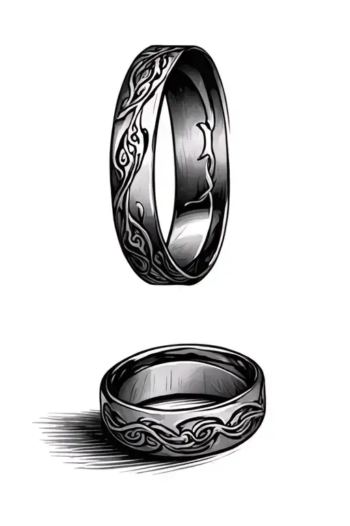 cursive J wedding ring tattoo tattoo design idea