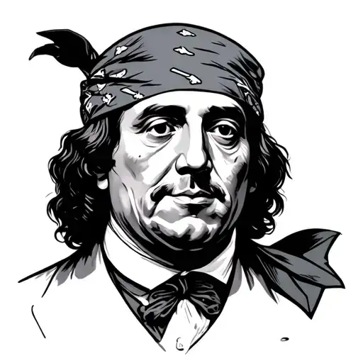 Benjamin Frankline wearing a bandana tattoo design idea