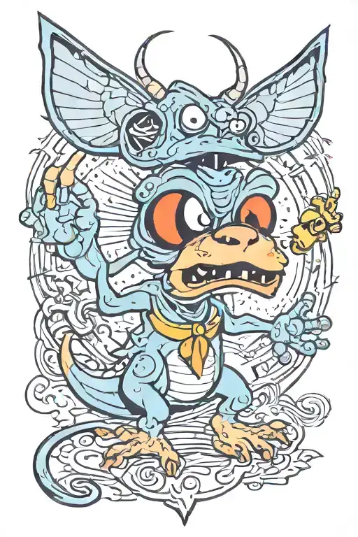 90s cartoon, dextor from dextors lab tattoo design idea