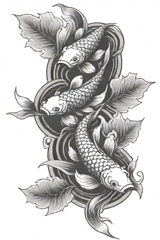 three koi fish swimming tattoo design idea