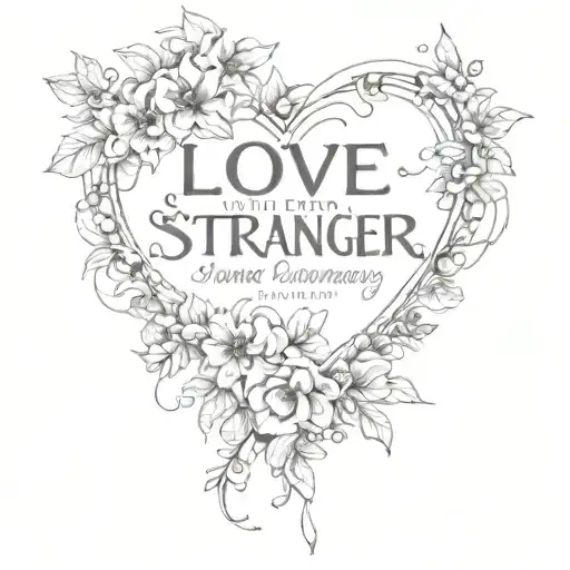 quote "love with every stranger" with flowery design tattoo design idea