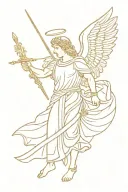 Ancient Greece angel holding a sword tattoo design idea