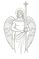 Ancient Greece angel holding a sword tattoo design idea