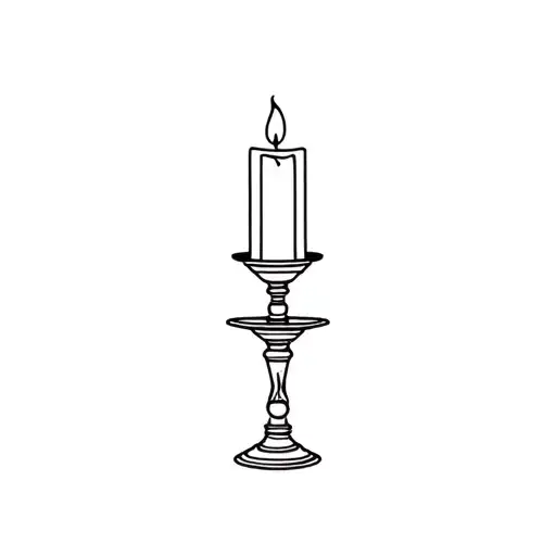 candle outline with flame on little stand.  tattoo design idea