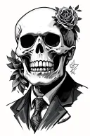 mobster skeleton tattoo design idea